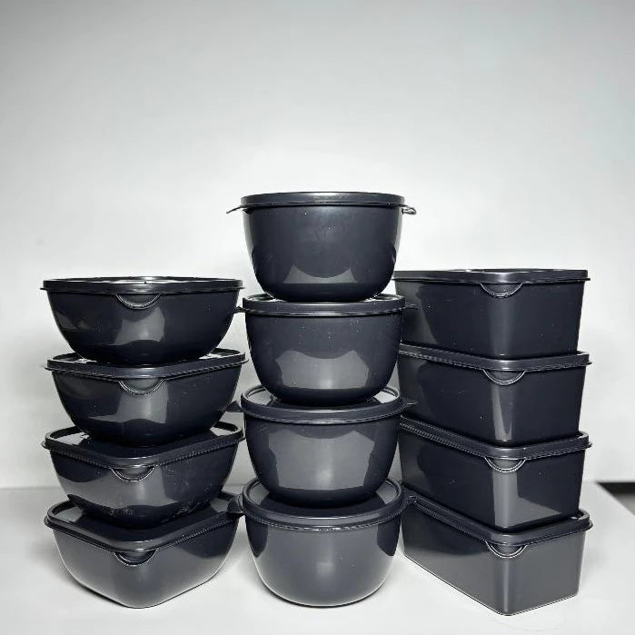 Kit Potes Plásticos para Alimentos NOXHome | Com Alças Empilháveis 1L – Kit 12 Peças