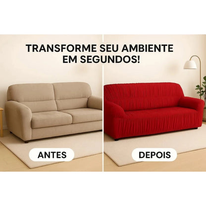 Capa de Sofá Retrátil 4 Lugares King NOXHome | Malha Gel Elástica com 21 Elásticos