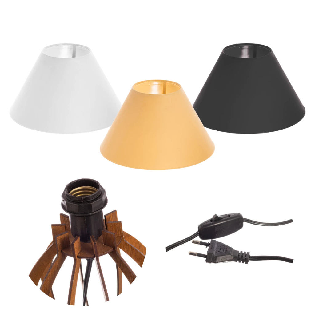 Kit 2 Abajures La Finesse NOXHome | Luminária Decorativa MDF Bivolt Soquete E27 – Quarto e Sala