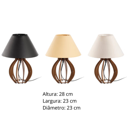 Kit 2 Abajures La Finesse NOXHome | Luminária Decorativa MDF Bivolt Soquete E27 – Quarto e Sala