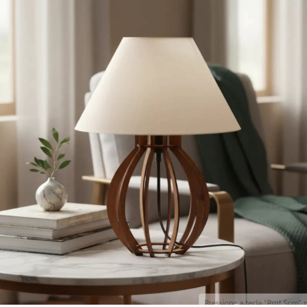 Kit 2 Abajures La Finesse NOXHome | Luminária Decorativa MDF Bivolt Soquete E27 – Quarto e Sala