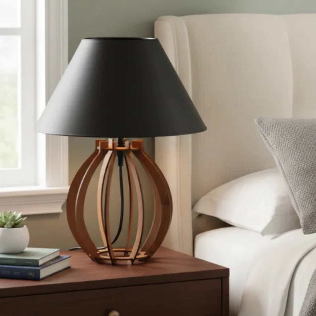 Kit 2 Abajures La Finesse NOXHome | Luminária Decorativa MDF Bivolt Soquete E27 – Quarto e Sala