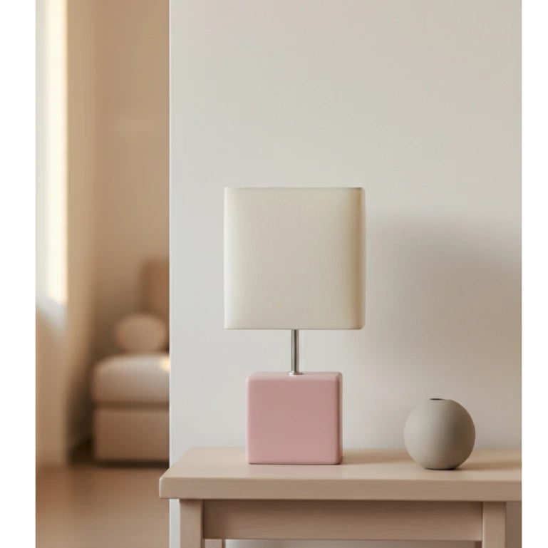 Abajur de Cerâmica Cubo 29 cm com Cúpula de Tecido — detalhe 4