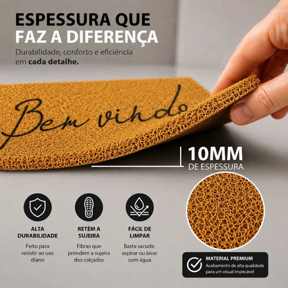 Tapete Capacho Bem-Vindo NOXHome | PVC Vinil Antiderrapante Lavável 40x60cm – Interno e Externo
