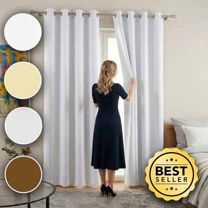 Cortina Blackout Tecido Grosso Premium NOXHome | Ilhós Cromados Dupla Face – Sala e Quarto