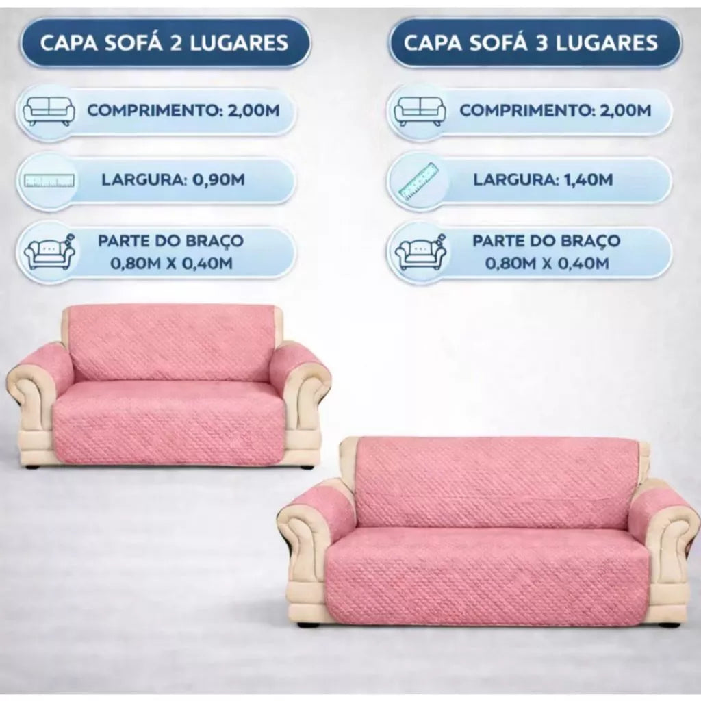 Protetor de Sofá de 2 e 3 Lugares Capa de Sofa Impermeável