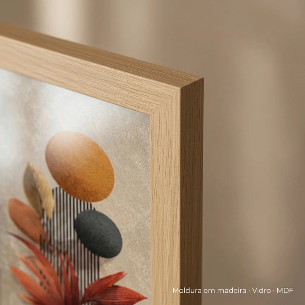 Kit 2 Quadros Verticais Vasos Boho 18x45 cm com Moldura e Vidro — visualização 4