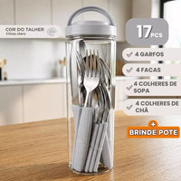 17 Talheres Cinza + Brinde