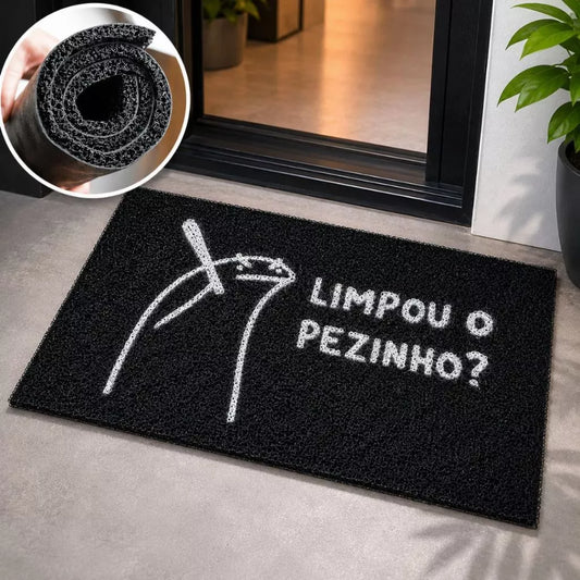 Tapete Capacho "Limpou o Pezinho?" NOXHome | PVC Vinil Antiderrapante Lavável Interno e Externo