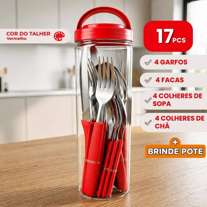 Jogo de Talheres Inox NOXHome | Cabos Anatômicos com Brinde – Kit 4, 17 ou 24 Peças