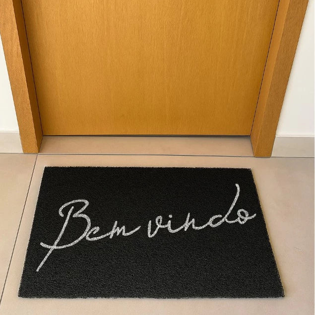 Tapete Capacho Bem-Vindo NOXHome | PVC Vinil Antiderrapante Lavável 40x60cm – Interno e Externo