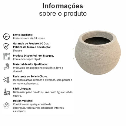 Vaso Decorativo Esfera NOXHome | Polietileno Reciclável Moderno – Interno e Externo
