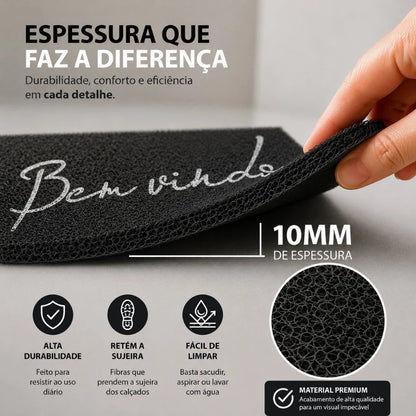 Tapete Capacho Bem-Vindo NOXHome | PVC Vinil Antiderrapante Lavável 40x60cm – Interno e Externo