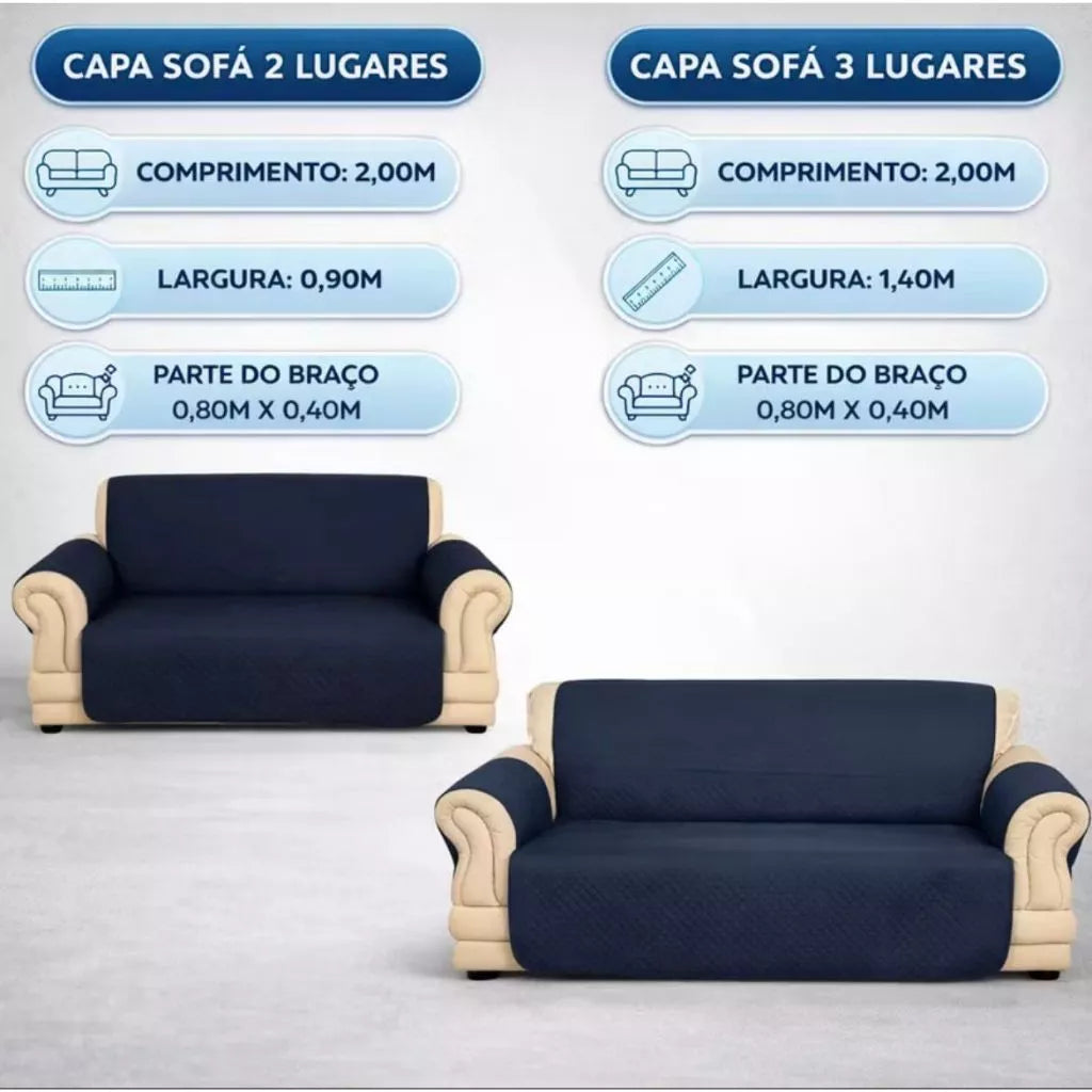 Protetor de Sofá de 2 e 3 Lugares Capa de Sofa Impermeável
