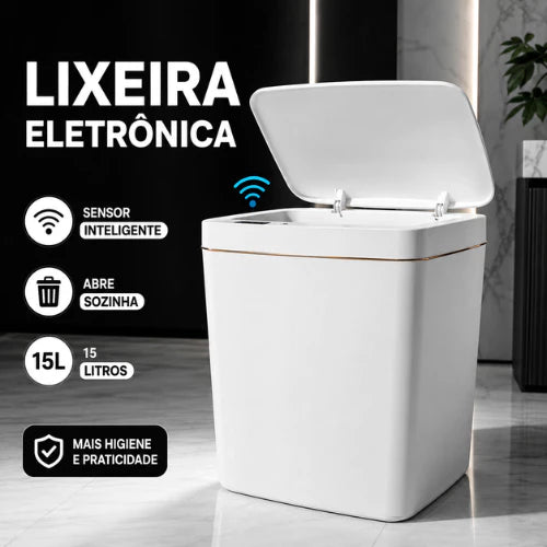 Lixeira Automática com Sensor NOXHome | Abertura Sem Toque IPX5 15L – Banheiro e Cozinha