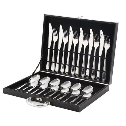 Kit Faqueiro Maleta de Talheres Inox NOXHome | Acabamento Dourado Chique 24 Peças