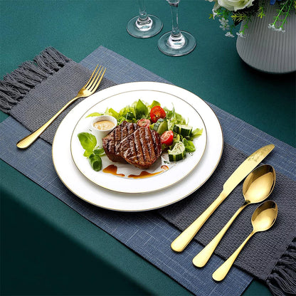 Kit Faqueiro Maleta de Talheres Inox NOXHome | Acabamento Dourado Chique 24 Peças