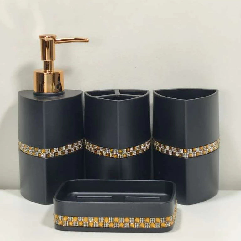 Kit Acessórios para Banheiro NOXHome | Saboneteira + Porta Escova + Copo – Conjunto Luxo