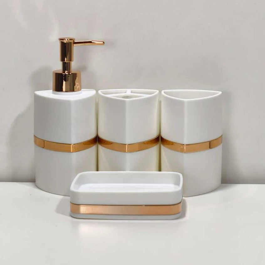 Kit Acessórios para Banheiro NOXHome | Saboneteira + Porta Escova + Copo – Conjunto Luxo