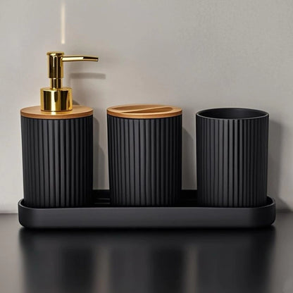 Kit Acessórios para Banheiro NOXHome | Saboneteira + Porta Escova + Copo – Conjunto Luxo