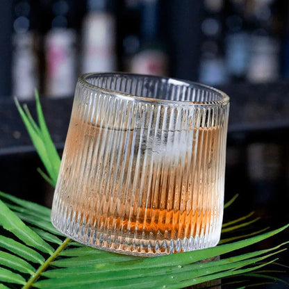 Jogo de Copos de Whisky NOXHome | Vidro Canelado com Fundo Giratório 170ml – Kit 6 Peças