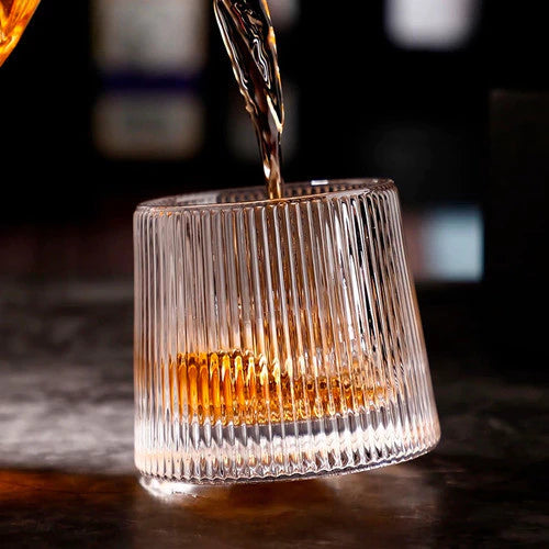 Jogo de Copos de Whisky NOXHome | Vidro Canelado com Fundo Giratório 170ml – Kit 6 Peças