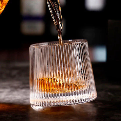 Jogo de Copos de Whisky NOXHome | Vidro Canelado com Fundo Giratório 170ml – Kit 6 Peças