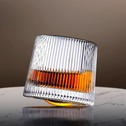 Jogo de Copos de Whisky NOXHome | Vidro Canelado com Fundo Giratório 170ml – Kit 6 Peças
