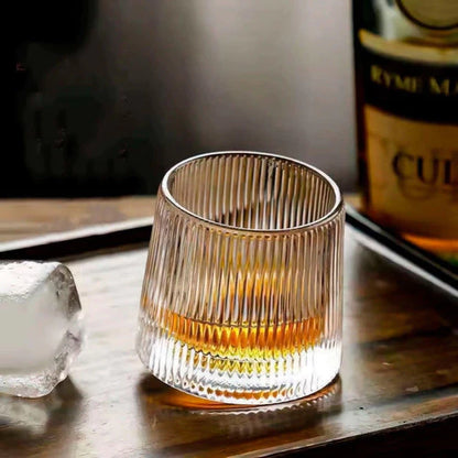 Jogo de Copos de Whisky NOXHome | Vidro Canelado com Fundo Giratório 170ml – Kit 6 Peças