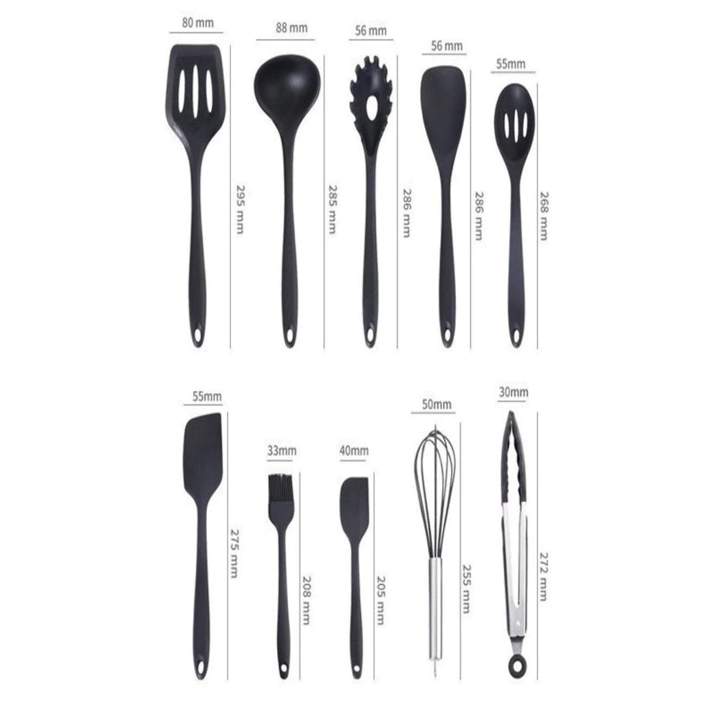 Kit Colheres de Silicone NOXHome | Cabo Inox Antiaderente – 10 Peças