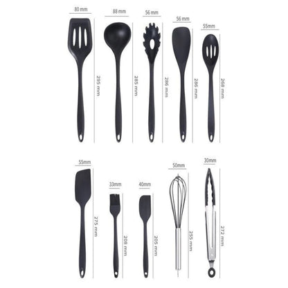 Kit Colheres de Silicone NOXHome | Cabo Inox Antiaderente – 10 Peças