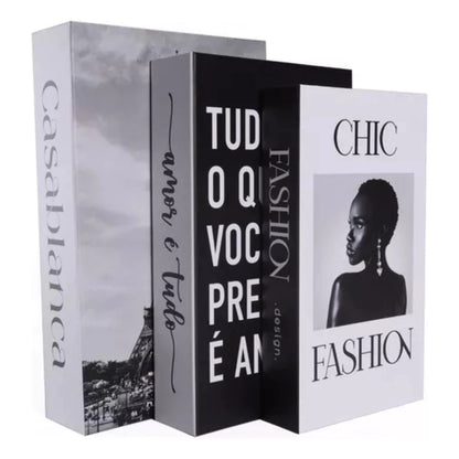 Livros Decorativos NOXHome | Conjunto Organizador Decorativo com 3 Peças