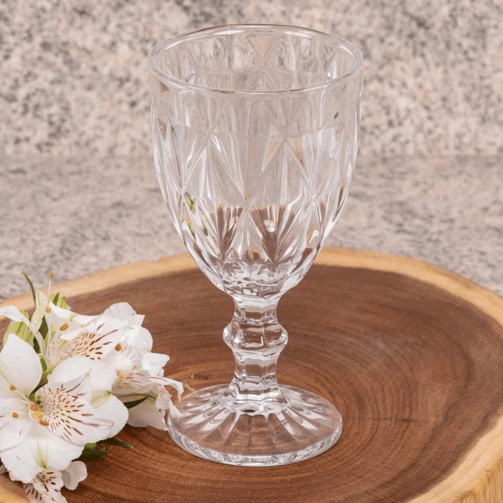 Jogo de Taças Diamante NOXHome | Vidro Transparente 330ml – Kit 6 Peças