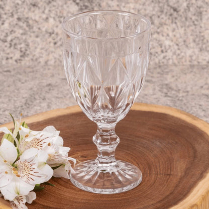 Jogo de Taças Diamante NOXHome | Vidro Transparente 330ml – Kit 6 Peças