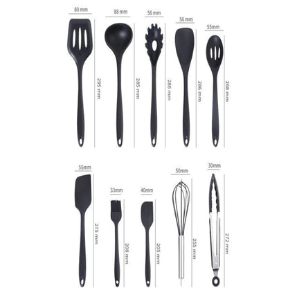 Kit Colheres de Silicone NOXHome | Cabo Inox Antiaderente – 10 Peças
