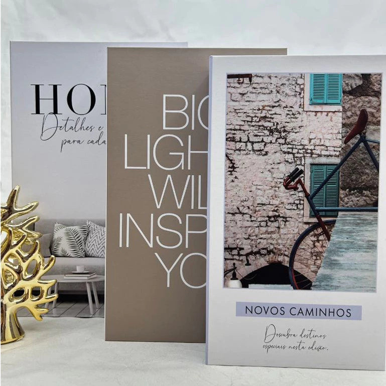 Livros Decorativos NOXHome | Conjunto Organizador Decorativo com 3 Peças