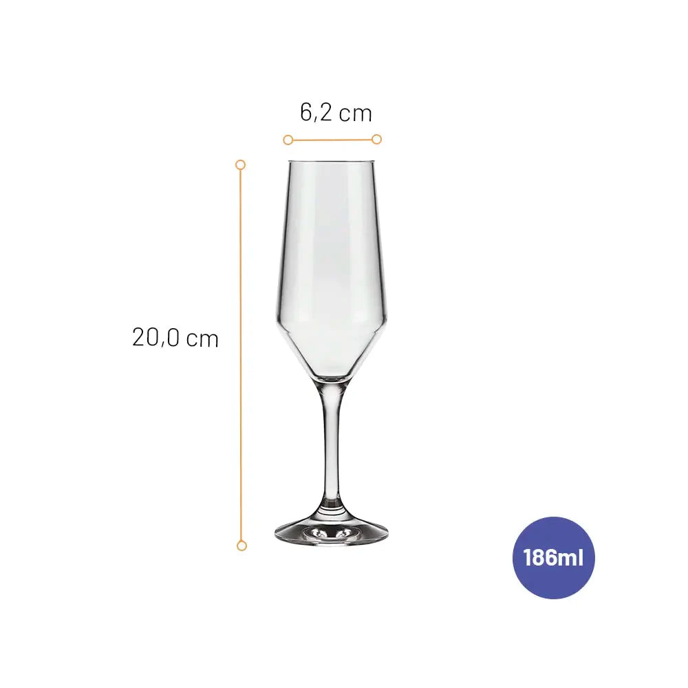 Jogo de Taças Champanhe NOXHome | Vidro Cristalino Buffet 186ml – Kit 6 ou 12 Peças