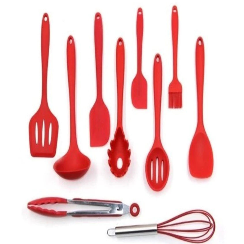 Kit Colheres de Silicone NOXHome | Cabo Inox Antiaderente – 10 Peças