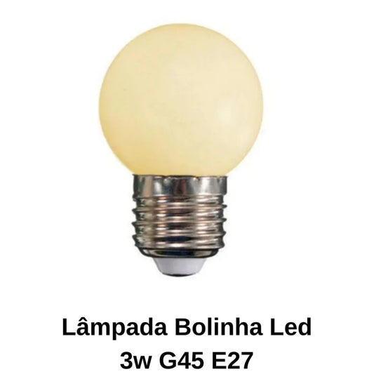 Lâmpada LED G45 E27 3W bivolt com luz quente para abajur