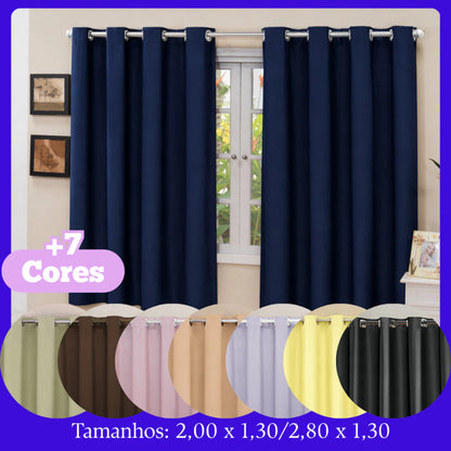 Cortina Blackout PVC 100% NOXHome | Corta Luz Quarto e Sala – Ilhós Cromados