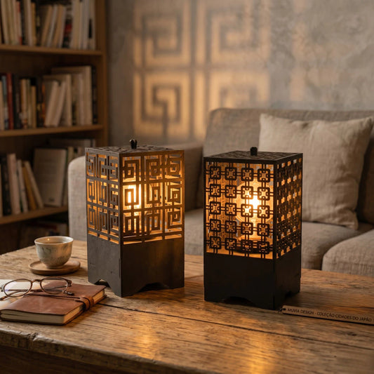 Luminária Abajur de Mesa MDF Bivolt Decorativa Quarto e Sala NOXHome