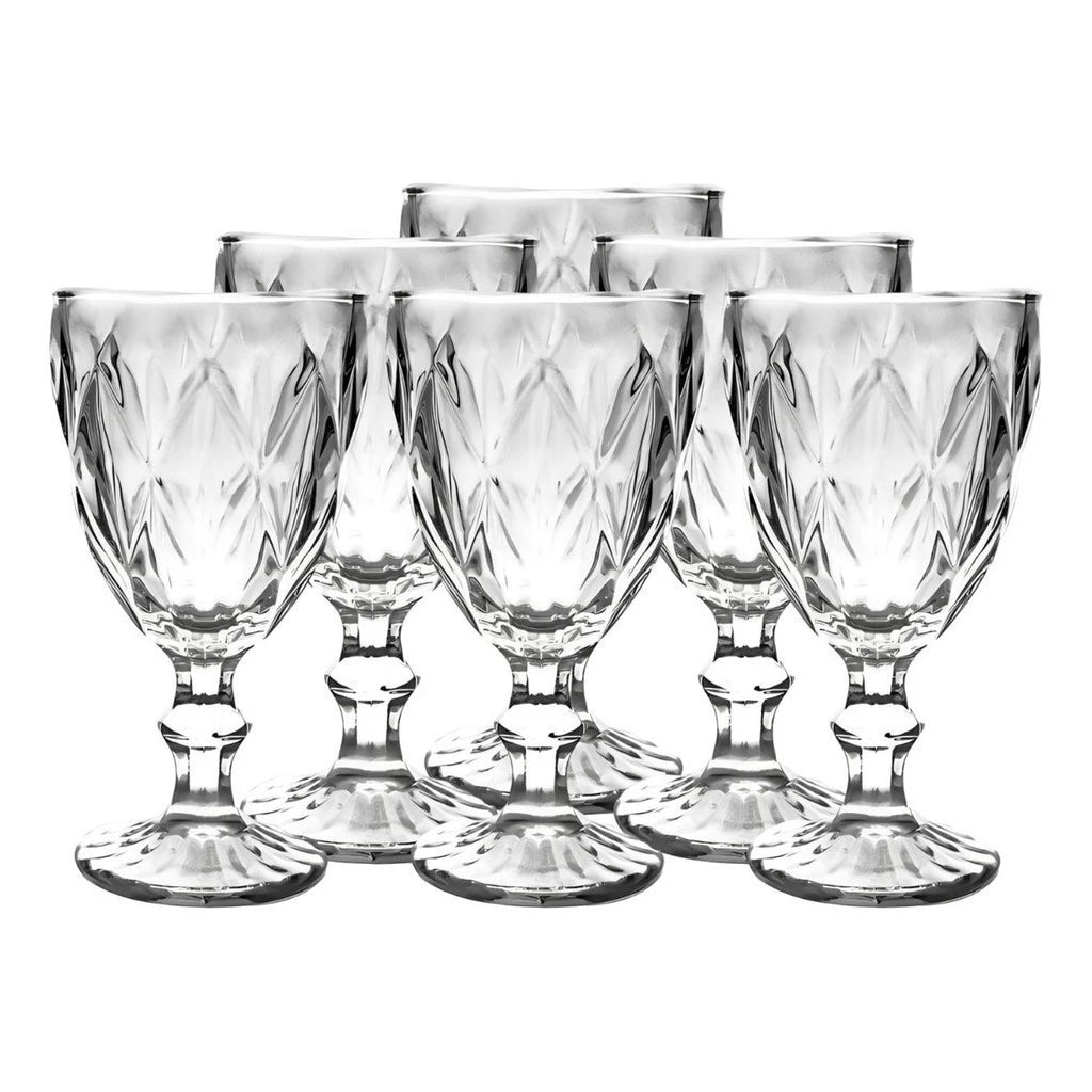 Jogo de Taças de Vinho Diamond NOXHome | Vidro Colorido 340ml – Kit 6 Peças