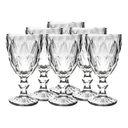 Jogo de Taças de Vinho Diamond NOXHome | Vidro Colorido 340ml – Kit 6 Peças
