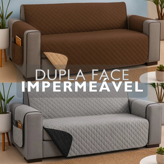 Protetor de Sofá Impermeável Dupla Face NOXHome | Matelado com Porta-Objetos 1, 2, 3 e 4 Lugares