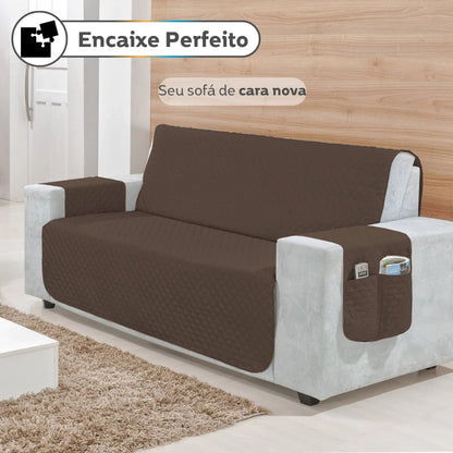 Protetor de Sofá Impermeável Dupla Face NOXHome | Matelado com Porta-Objetos 1, 2, 3 e 4 Lugares