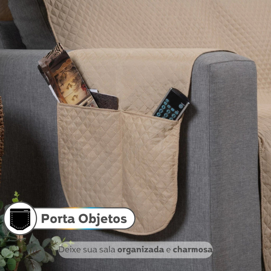 Protetor de Sofá Impermeável Dupla Face NOXHome | Matelado com Porta-Objetos 1, 2, 3 e 4 Lugares