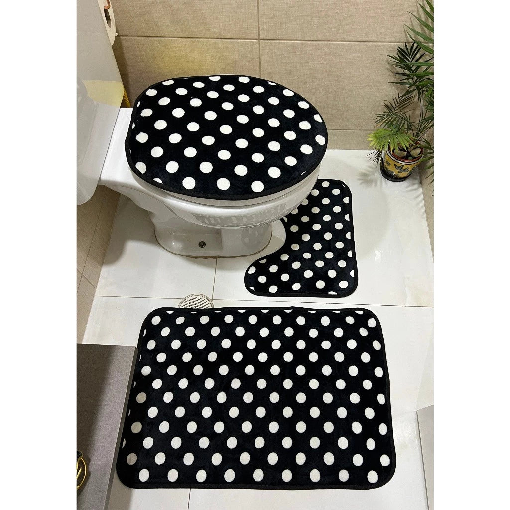 Jogo de Tapete para Banheiro Floral NOXHome | Antiderrapante 100% – Kit 3 Peças
