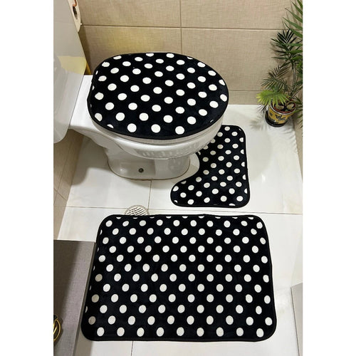 Jogo de Tapete para Banheiro Floral NOXHome | Antiderrapante 100% – Kit 3 Peças