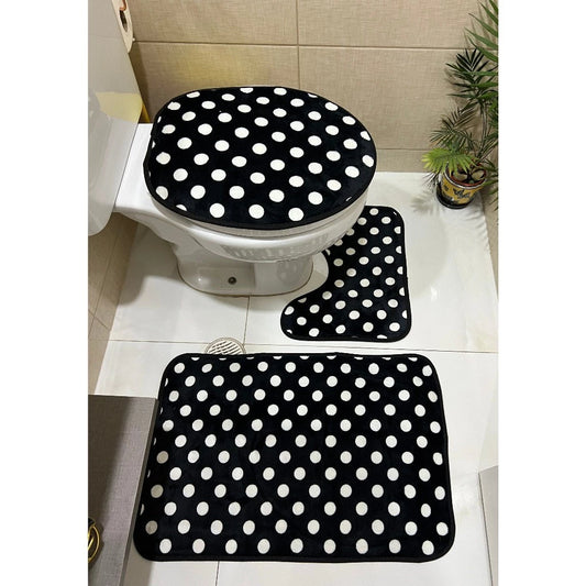 Jogo de Tapete para Banheiro Floral NOXHome | Antiderrapante 100% – Kit 3 Peças