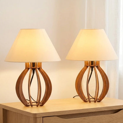 Kit 2 Abajures La Finesse NOXHome | Luminária Decorativa MDF Bivolt Soquete E27 – Quarto e Sala